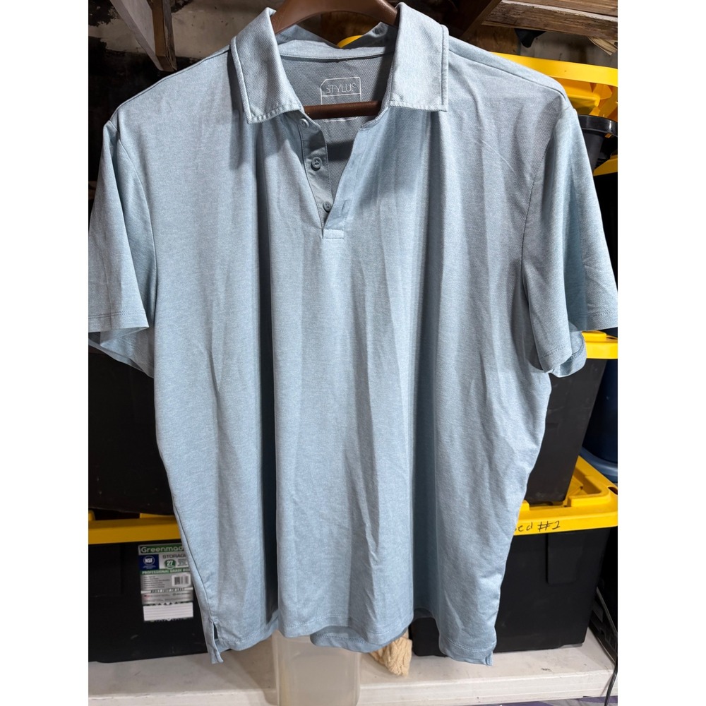Stylus‎ Mens Light Blue Short Sleeve Collared Polo Shirt XL